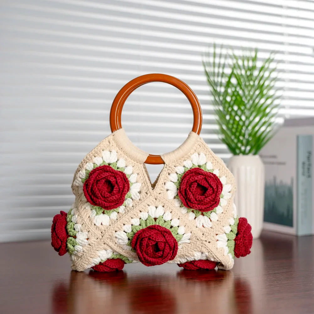 1980 Rose Handbag Crochet DIY KIT