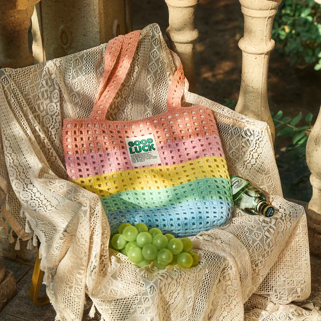 CrochetPark™ Rainbow Waffle Tote crochet kit