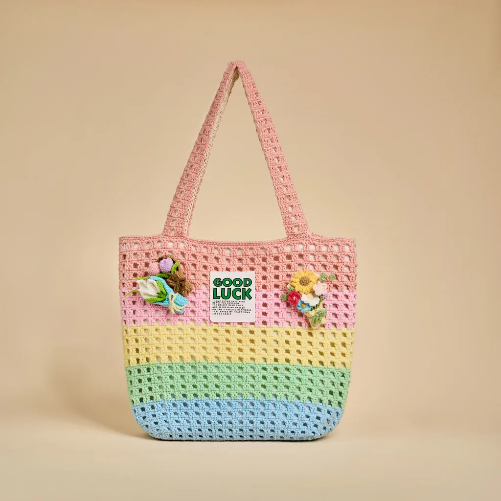 CrochetPark™ Rainbow Waffle Tote crochet kit