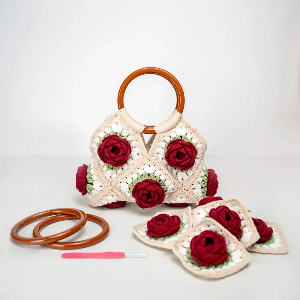 1980 Rose Handbag Crochet DIY KIT