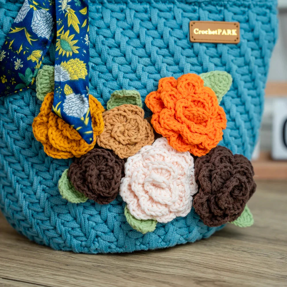 crochet bag floral decoration kits (2 hours project)