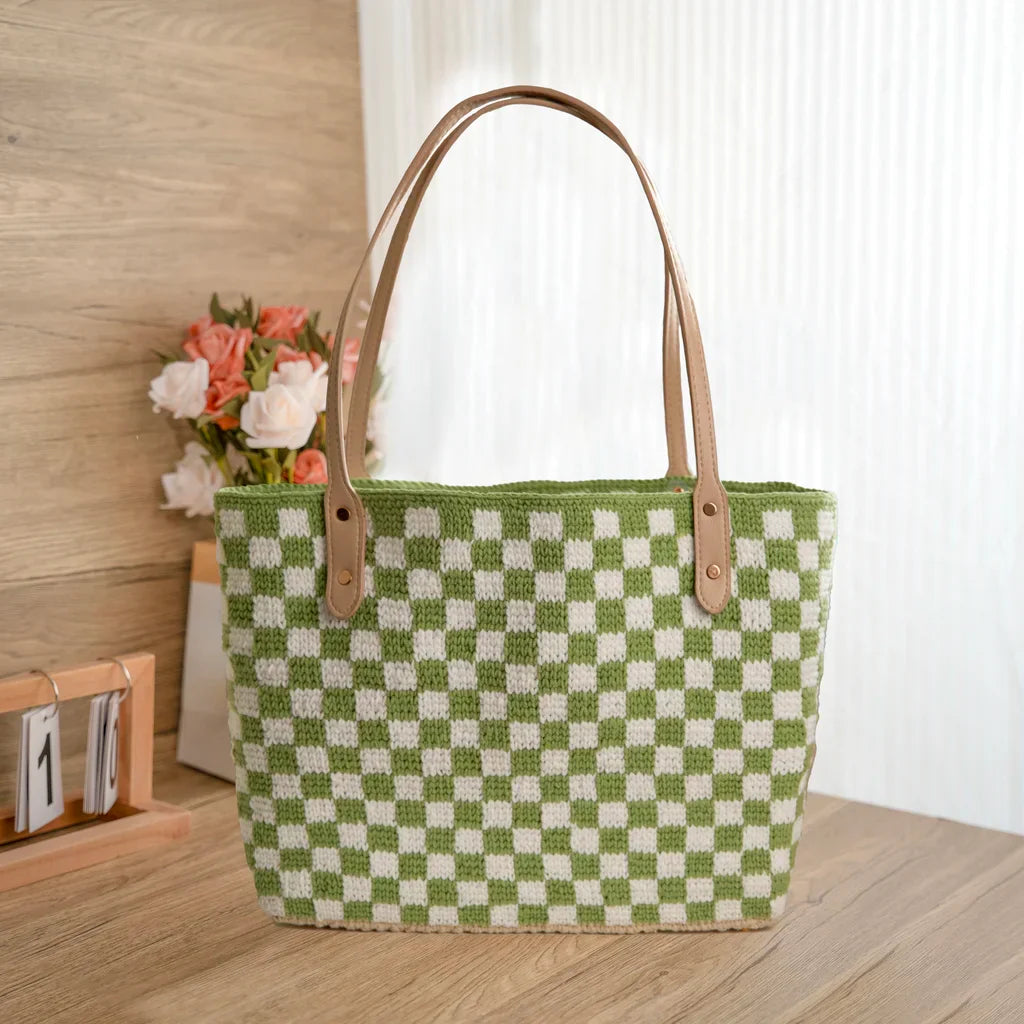 CrochetPark™ Checkerboard Tote DIY crochet kit