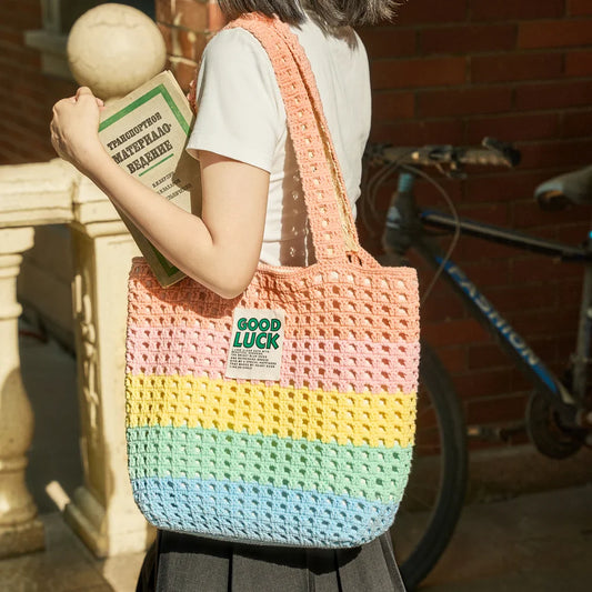 CrochetPark™ Rainbow Waffle Tote crochet kit